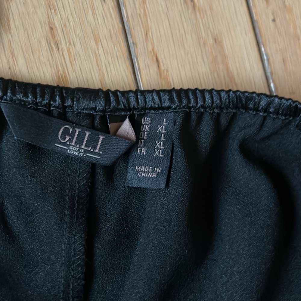 G I L I 🖤 black silky maxi slip dress Large - Picture 4 of 7